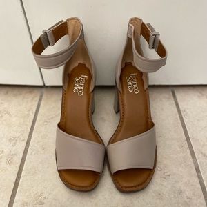 Grey Franco Sarto open toe heels